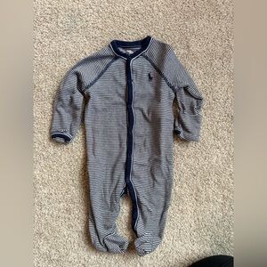 Polo Striped Navy Blue Kids One Piece sleeper